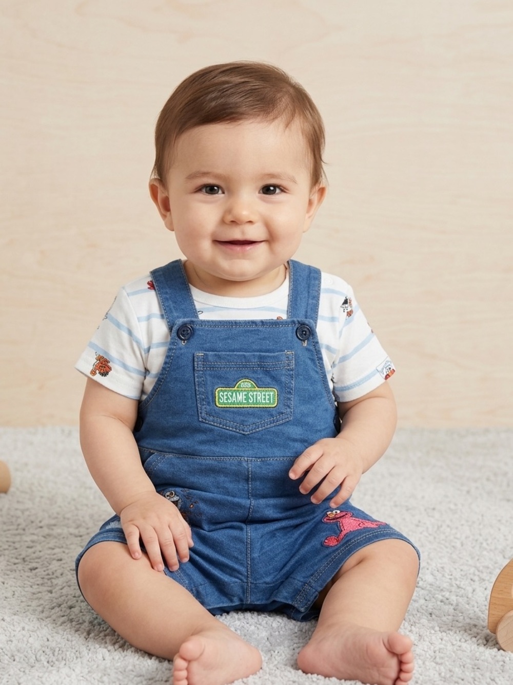 Sesame Street 2-Piece Outfit Set - Denim Overalls & Character Tee